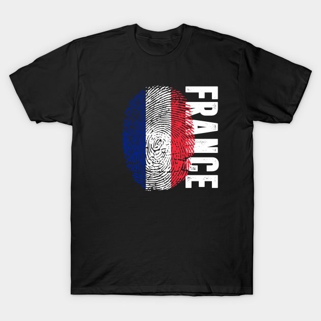 France Flag Fingerprint My Story DNA French T-Shirt by Your Culture & Merch